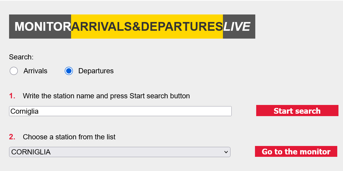 Live Arrival/Departure Train Monitor